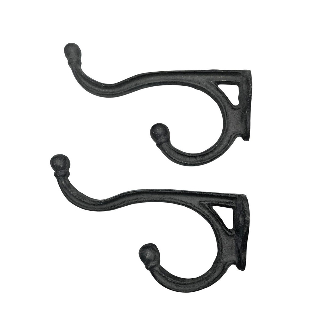 2  Cast Iron Wall Hooks Towel‎ Key Holder Bathroom Hat Coat Entry Hanger 6.5"